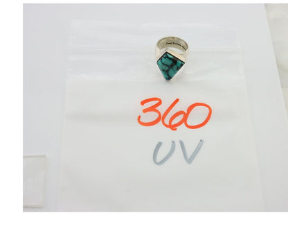 Navajo Ring .925 Sterling Blue Turquoise Artist Signed Doug Zachary C.80's