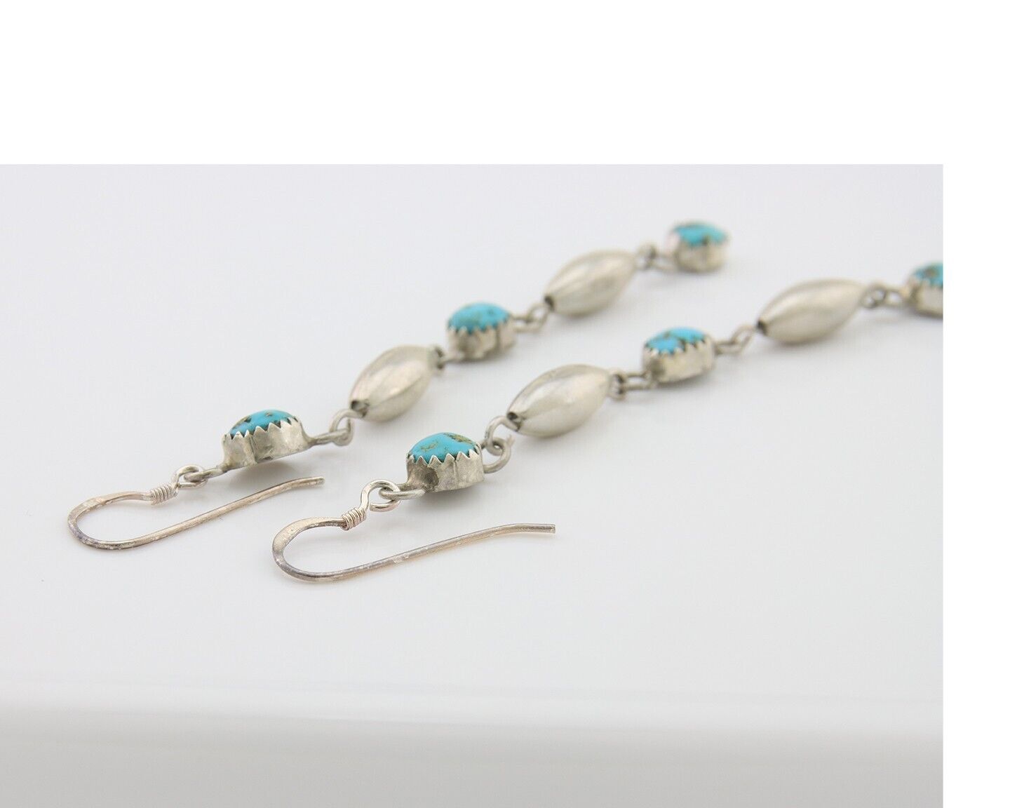 Navajo Earrings 925 Silver Blue Turquoise Native American Artist C.80's