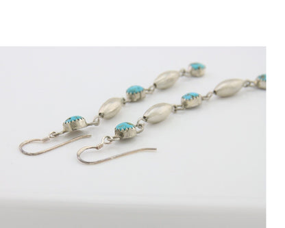 Navajo Earrings 925 Silver Blue Turquoise Native American Artist C.80's