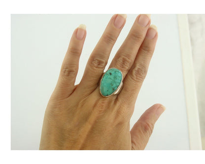 Navajo Ring 925 Sterling Turquoise Handmade Signed M Montoya C.80's Size 8.5