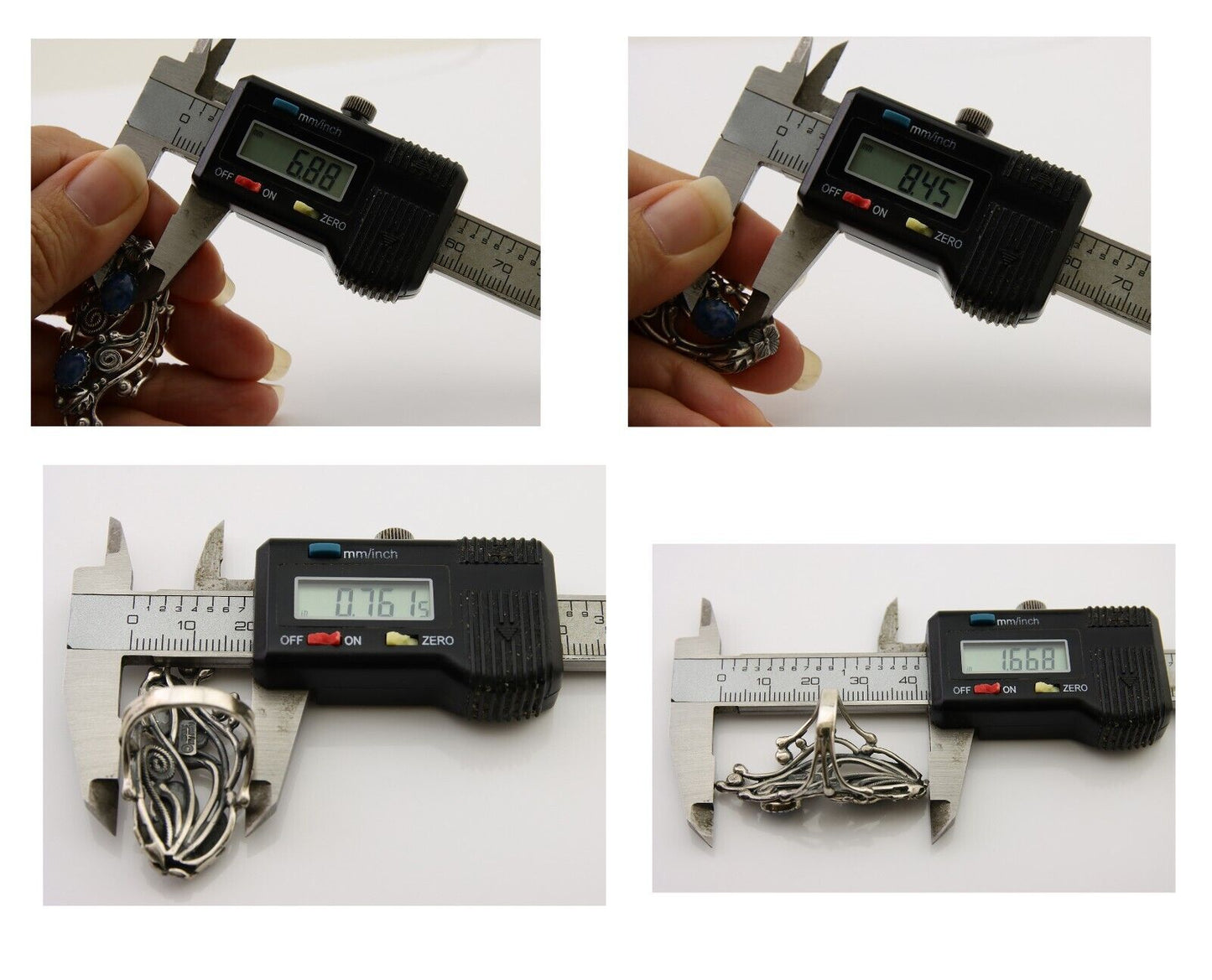 Navajo Ring 925 Silver Natural Denim Lapis Artist Signed Prairie Fire C.80's