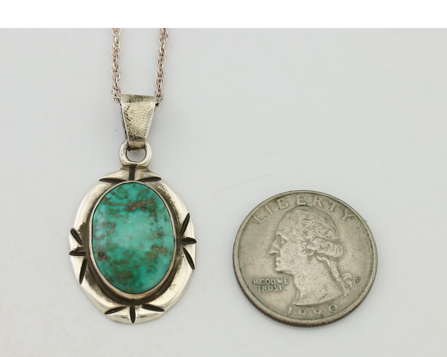 Navajo Necklace 925 Silver Kingman Turquoise Aritst Signed M Montoya C.80's