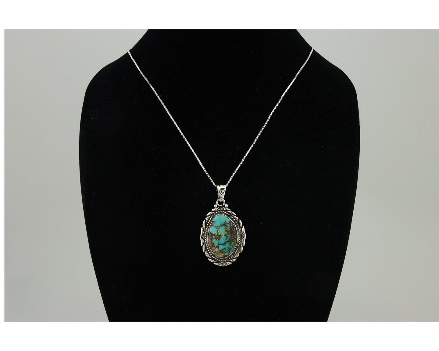 Navajo Necklace 925 Silver Natural Blue Turquoise Artist Signed M Montoya C.80's