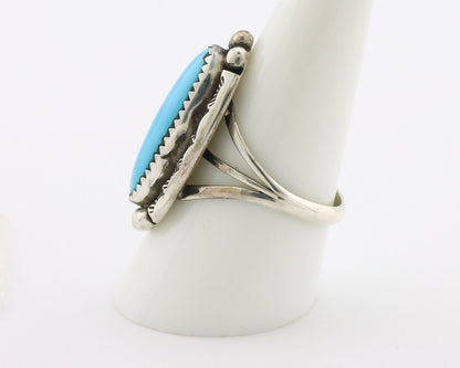 Navajo Ring .925 Silver Sleeping Beauty Turquoise Signed SkyStone Creations C80s