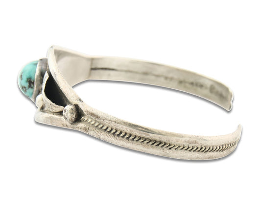 Vintage Navajo Bracelet 925 Silver Turquoise Handmade Signed GC 01 (The Turtle)