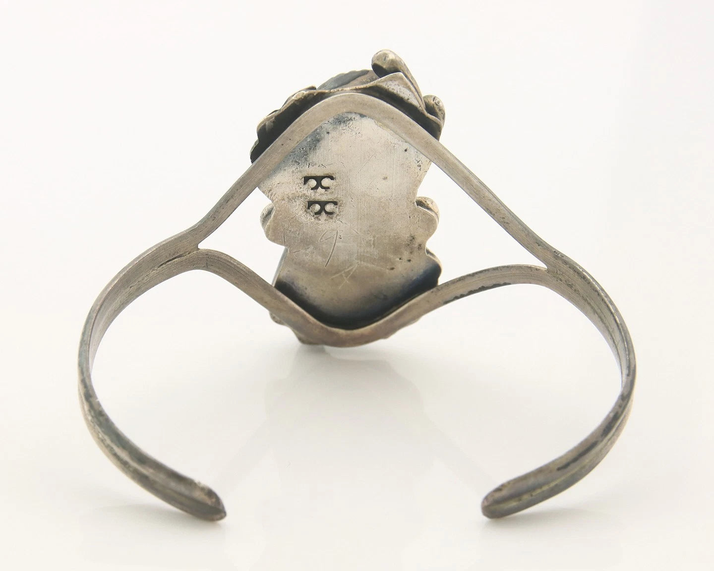 Navajo Cuff Bracelet Sterling Silver Natural Gemstone Vintage Signed BB