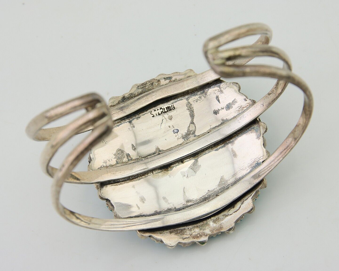 Navajo Bracelet 925 Silver Blue Turquoise Native American Artist C.80's