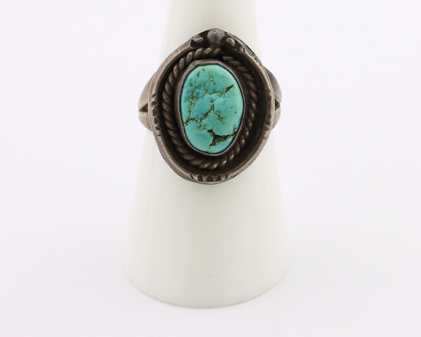 Navajo Ring 925 Silver Blue Turquoise Native American Artist C.80's