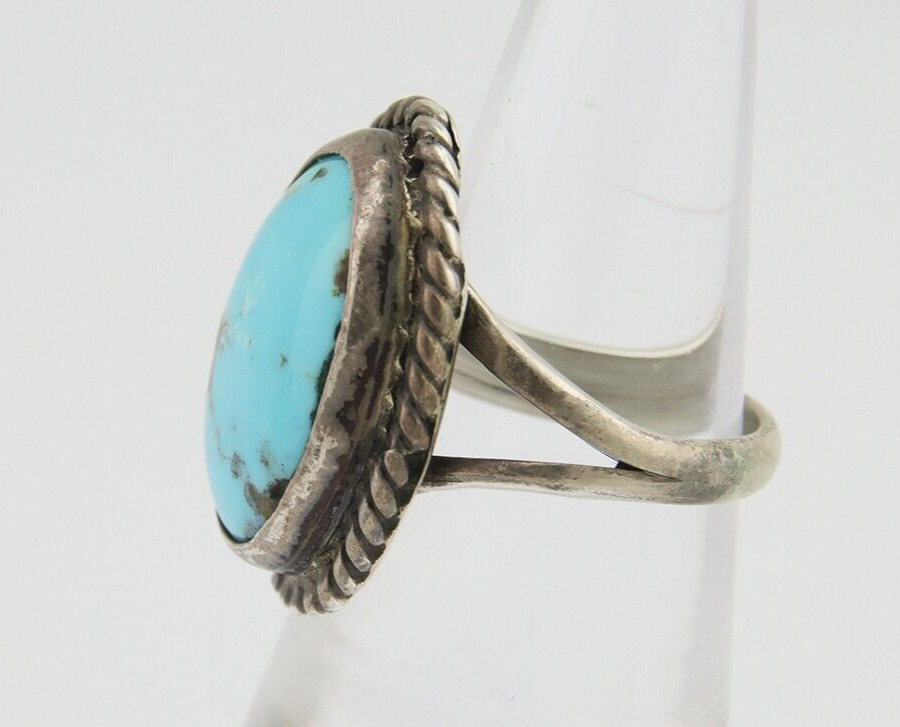 Navajo Handmade Ring 925 Silver Natural Turquoise Native Artist C.80's