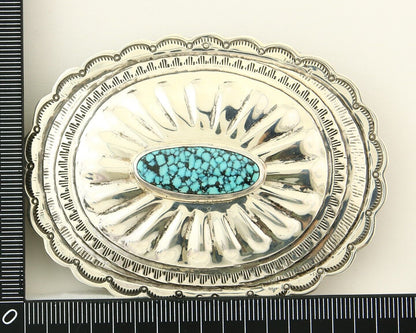 Navajo Belt Buckle 925 Sterling Silver Artist Signed Tony Guerro 2.5x3 in C.80's