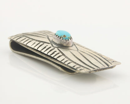 Navajo Money Clip 925 Silver & 999 Nickle Hand Stamp Native American Artist C80s