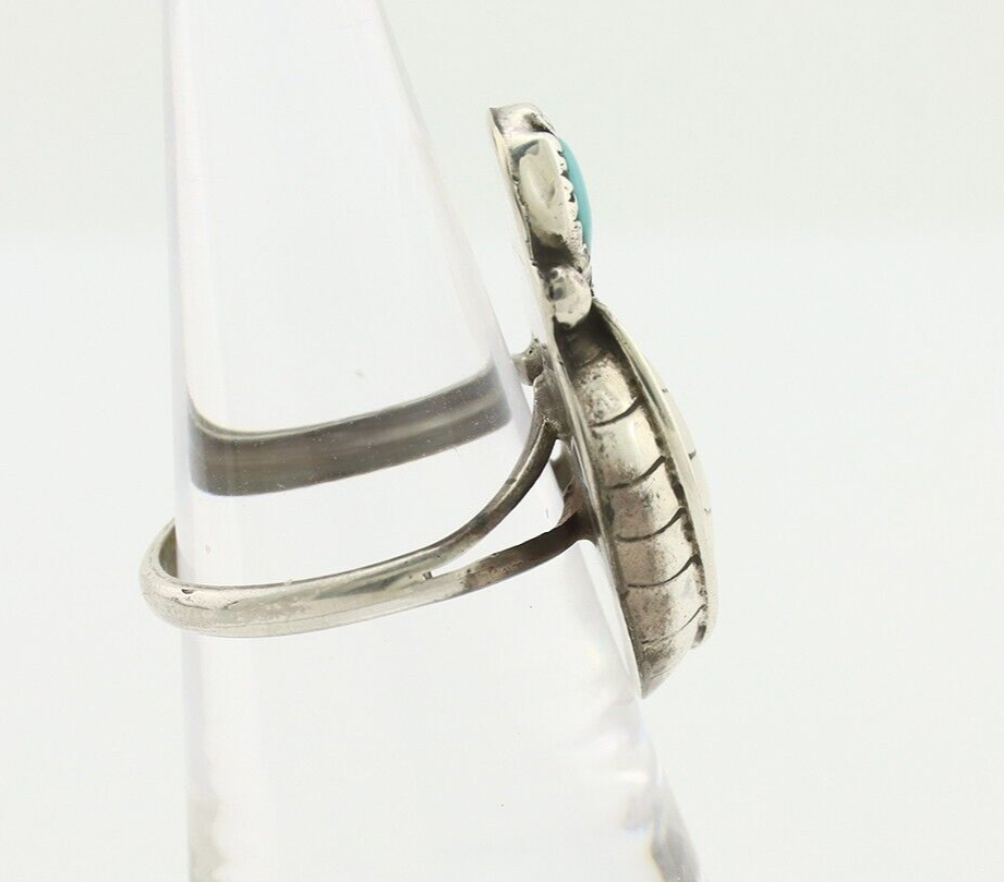 Navajo 2 Stone Ring 925 Silver Kingman Turquoise Native American Artist C.80's