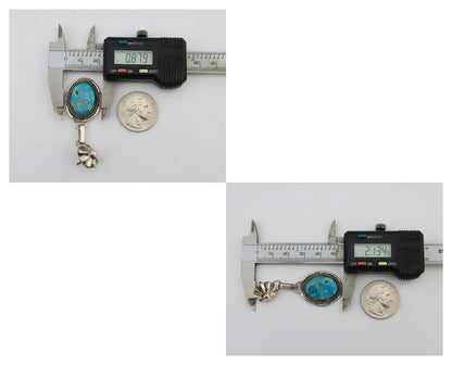 Navajo Dangle Earrings 925 Silver Natural Turquoise Artist Signed Mike Begay C80