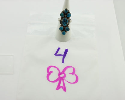 Navajo Ring .925 Silver Blue Morenci Turquoise Artist Signed IHMJ & MT C.80's