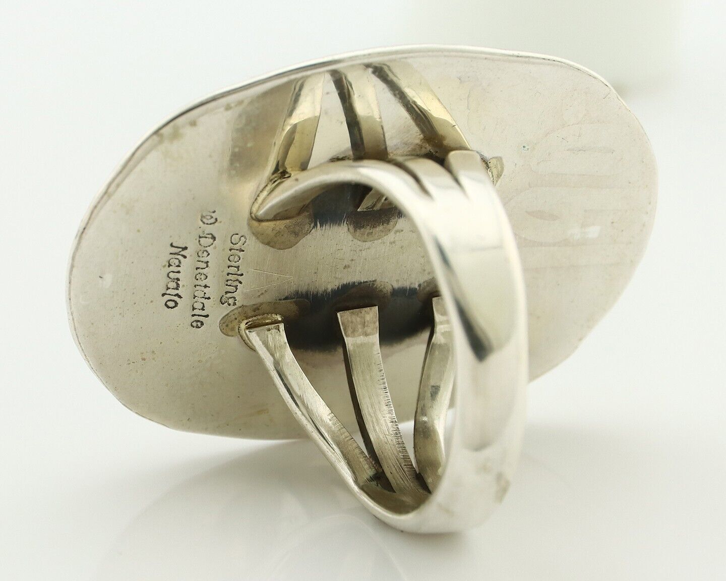 Navajo Ring 925 Silver Natural Blue Turquoise Signed William Denetdale C.80's