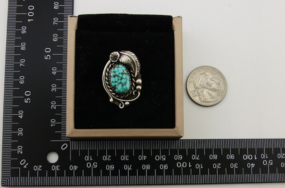 Navajo Ring 925 Sterling Silver Spiderweb Turquoise Artist Signed CW C.80's