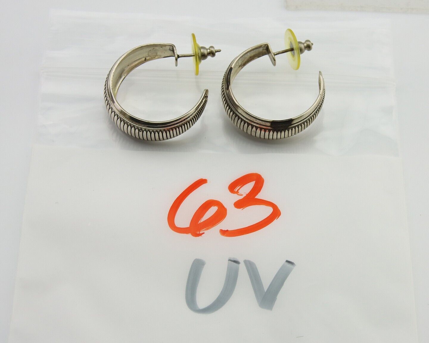 Navajo Earrings 925 Silver Half Hoop Native American Artist C.80's
