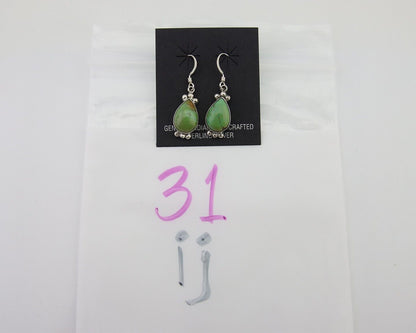 Navajo Dangle Earrings 925 Silver Natural Turquoise Native American Artist C80s