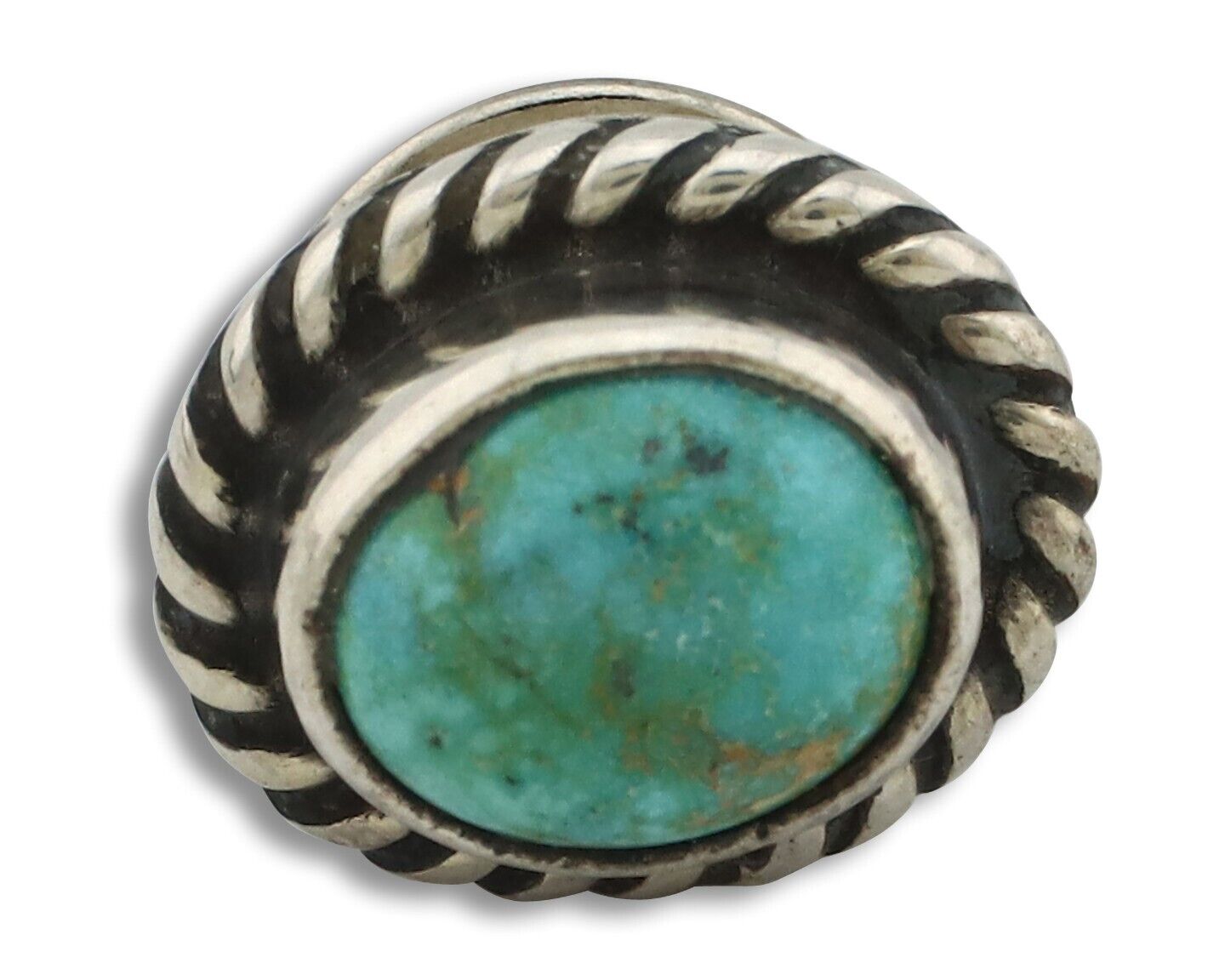 Navajo Tie Tack 925 Silver Natural Mined Turquoise Native American Artist C.80's