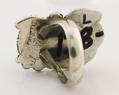 Navajo Handmade Ring 925 Silver Natural Tuquoise Artist Signed JM C.80's
