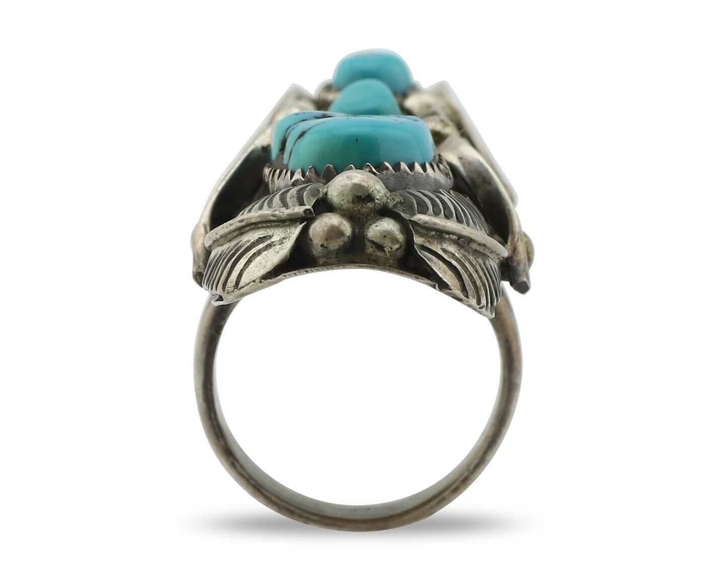 Navajo Ring 925 Silver Sleeping Beauty Turquoise Native American Artist C.80's