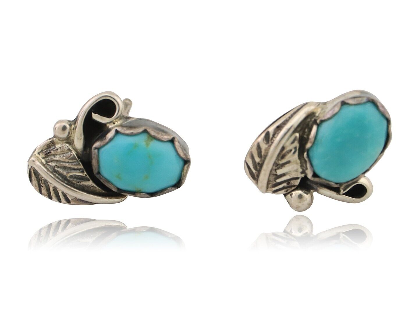 Navajo Handmade Earrings 925 Silver Natural Turquoise Native Artist C.80's