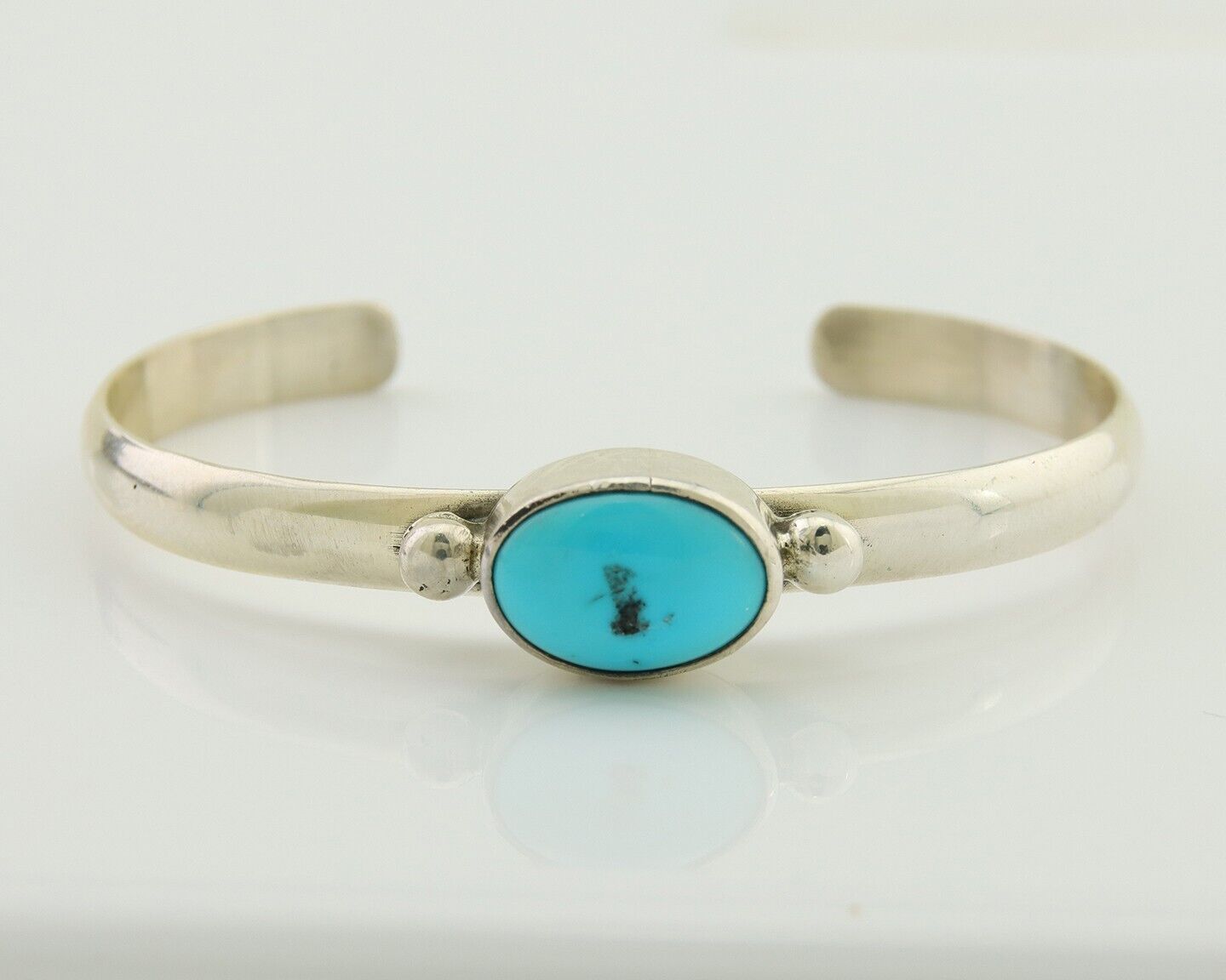 Navajo Cuff Bracelet Blue Turquoise 925 Silver Native American Artist C.80's