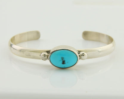 Navajo Cuff Bracelet Blue Turquoise 925 Silver Native American Artist C.80's