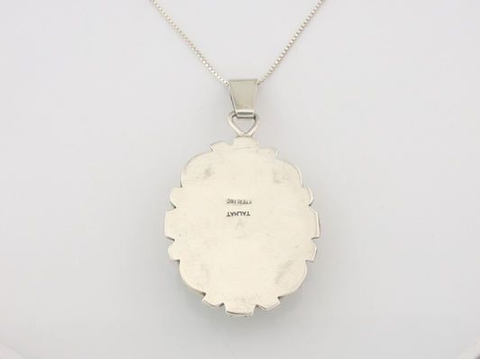 Navajo Sterling Silver Necklace Malachite Authentic Vintage Signed TALHAT