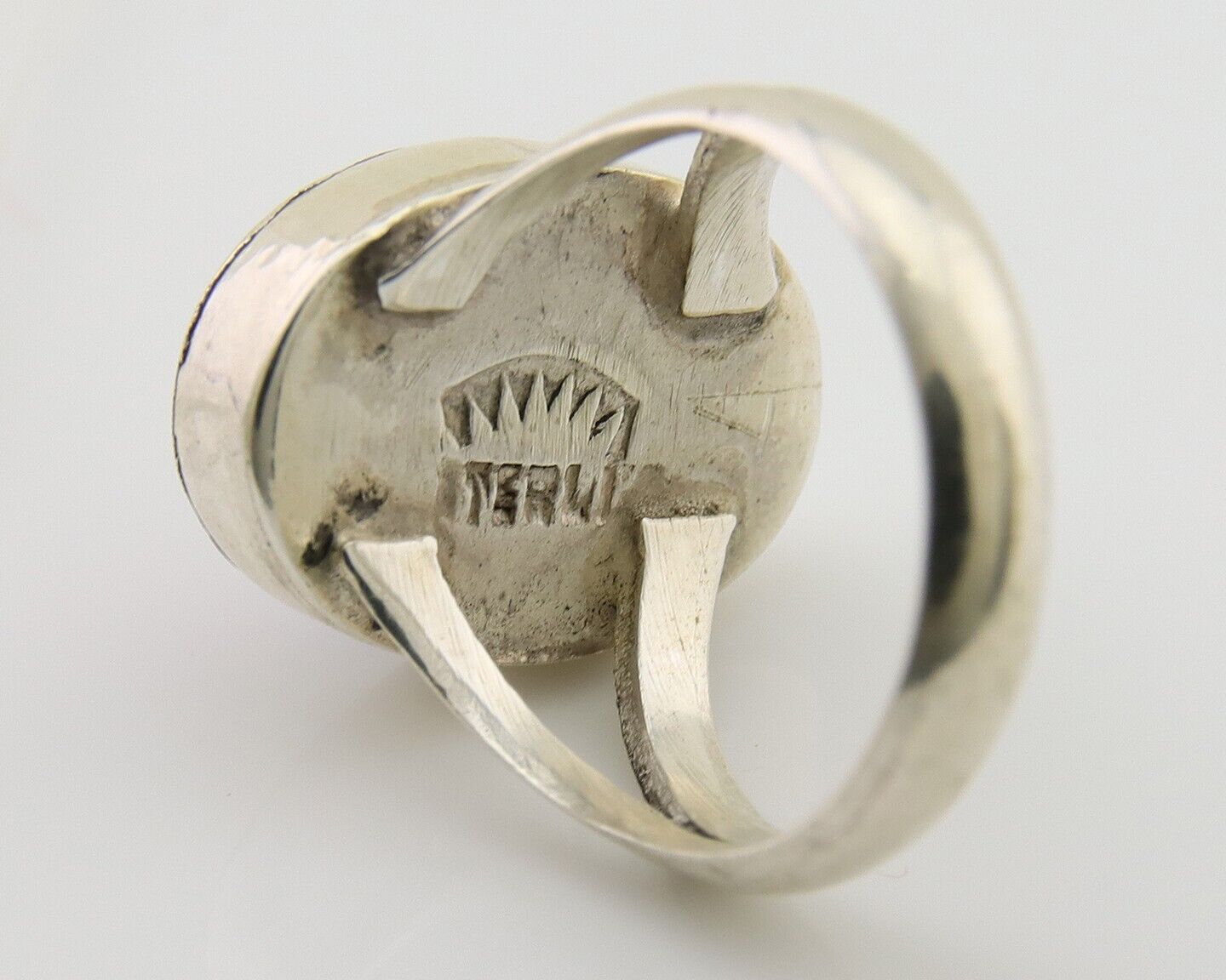 Navajo Ring 925 Sterling Silver Natural Gemstones Artist Signed Sunrise C.80's