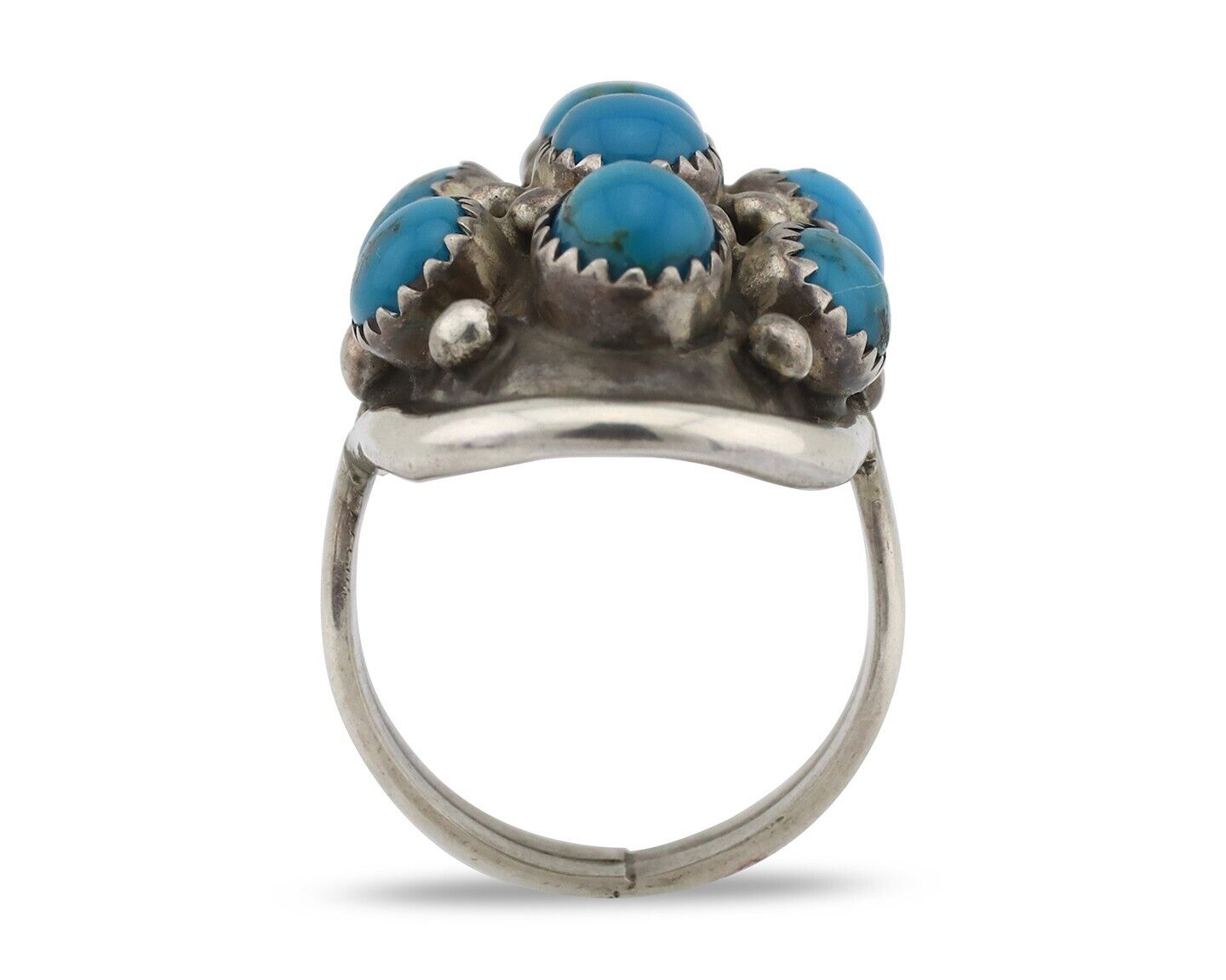 Navajo Ring 925 Silver Arizona Turquoise Artist Signed BM C.80's