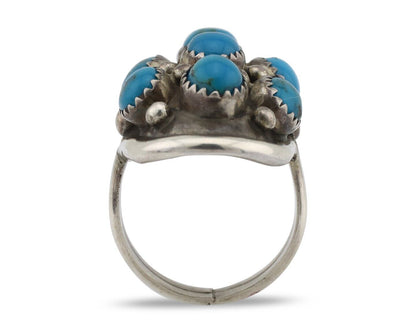 Navajo Ring 925 Silver Arizona Turquoise Artist Signed BM C.80's