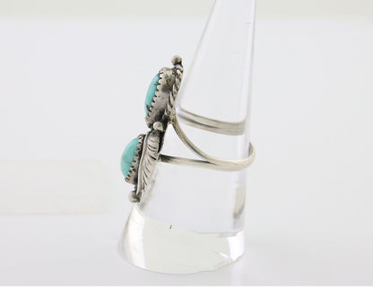 Navajo Ring 925 Silver Natural Turquoise Artist Signed MC C.80's Size 8.0