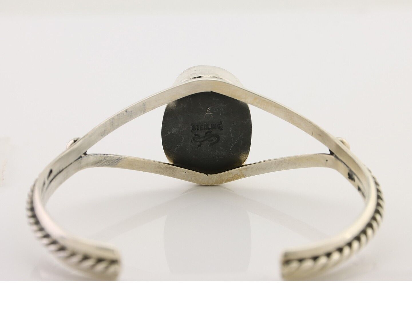 Navajo Cuff Bracelet 925 Silver Natural Blue Turquoise Artist Signed Gecko C.80s