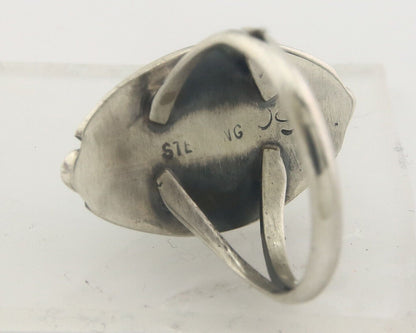 Navajo Ring 925 Sterling Natural Turquoise Native Artist C.80's Size 4.5