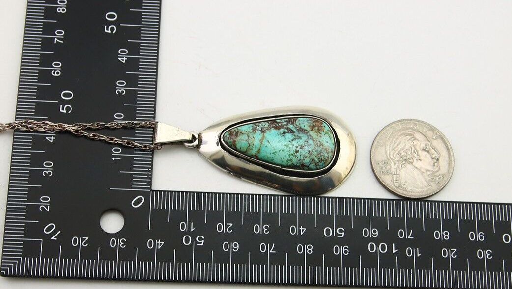 Navajo Necklace 925 Silver Natural Turquoise Artist Signed M Montoya C.80's
