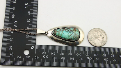 Navajo Necklace 925 Silver Natural Turquoise Artist Signed M Montoya C.80's