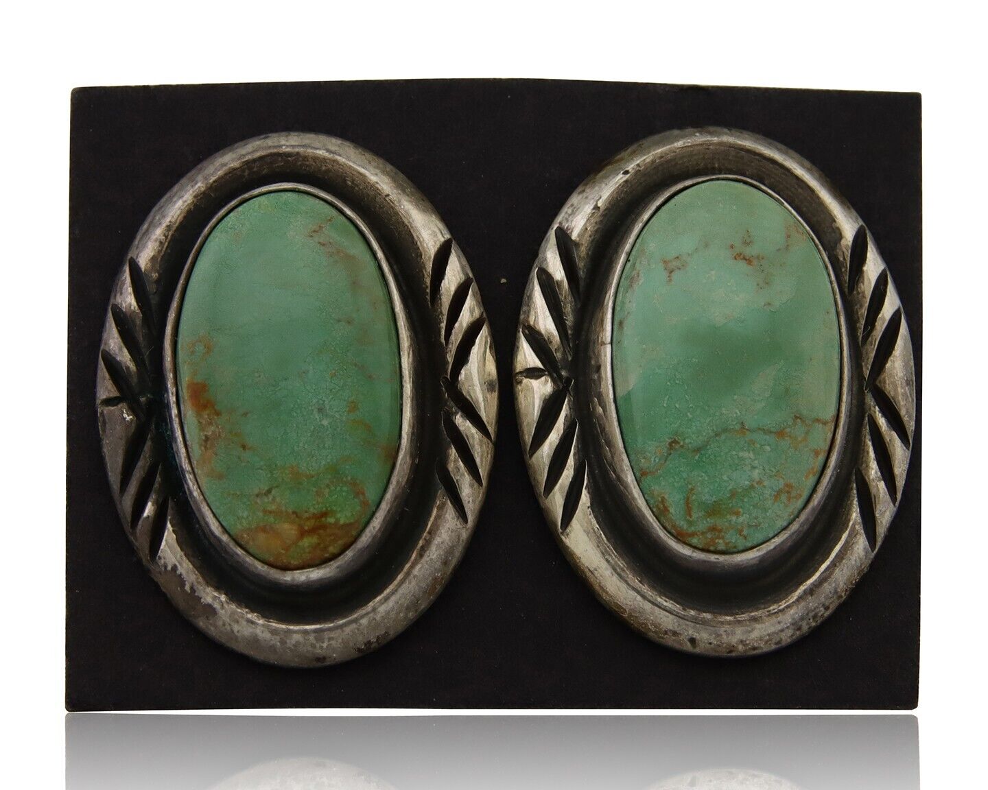 Navajo Earrings 925 Silver Kingman Turquoise Native American Artist C.80's