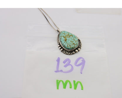 Navajo Pendant 925 Silver Turquoise Native Artist Signed The Blue Indian 1995