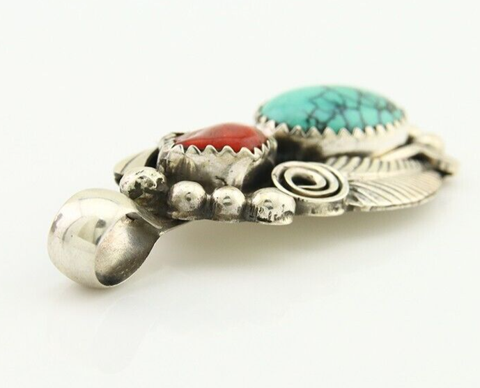 Navajo Necklace 925 Silver Spiderweb Turquoise Artist Signed Justin Morris C80s