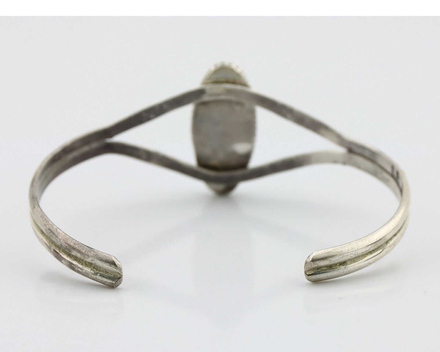 Navajo Bracelet 925 Silver Natural Blue Turquoise Artist Signed LB C.80's