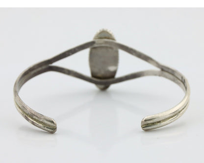 Navajo Bracelet 925 Silver Natural Blue Turquoise Artist Signed LB C.80's