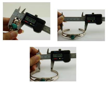 Navajo Cuff Bracelet Blue Turquoise 925 Silver Native Artist Signed BD C.80's