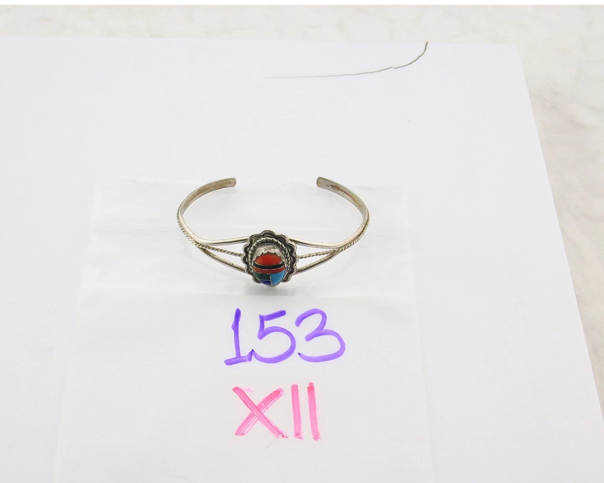 Navajo Cuff Bracelet Sterling Silver Handmade Vintage Gemstone