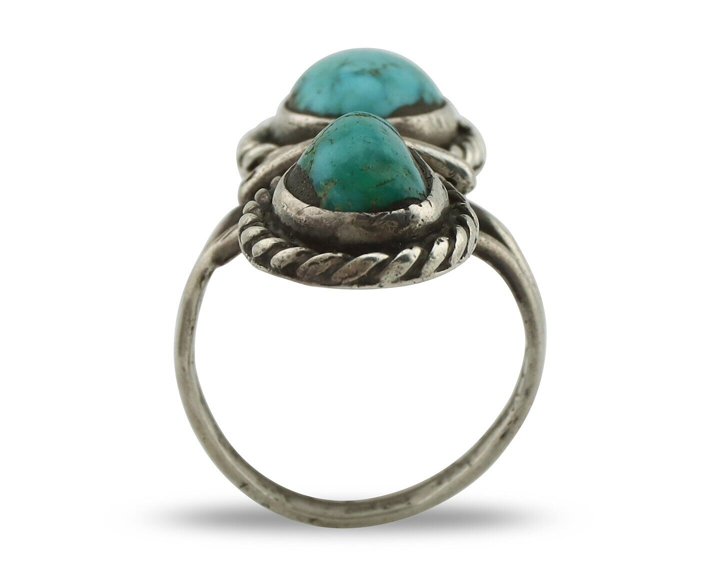 Navajo Ring 925 Silver Natural Blue Turquoise Native American Artist C.80's