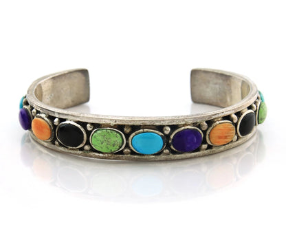 Navajo Cuff Bracelet Sterling Silver Natural Gemstone Vintage Native Artist