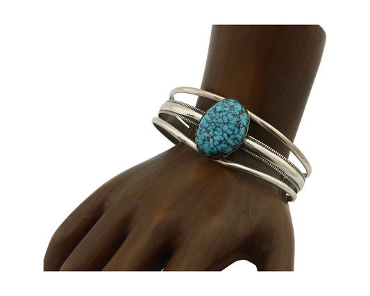 Navajo Bracelet 925 Silver Mine 8 Turquoise Native American Artist C.80's