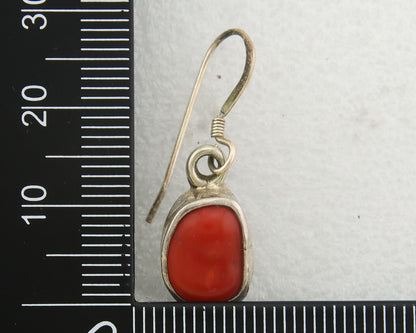 Navajo Earrings 925 Silver Natural Coral Native American Artist C.80's