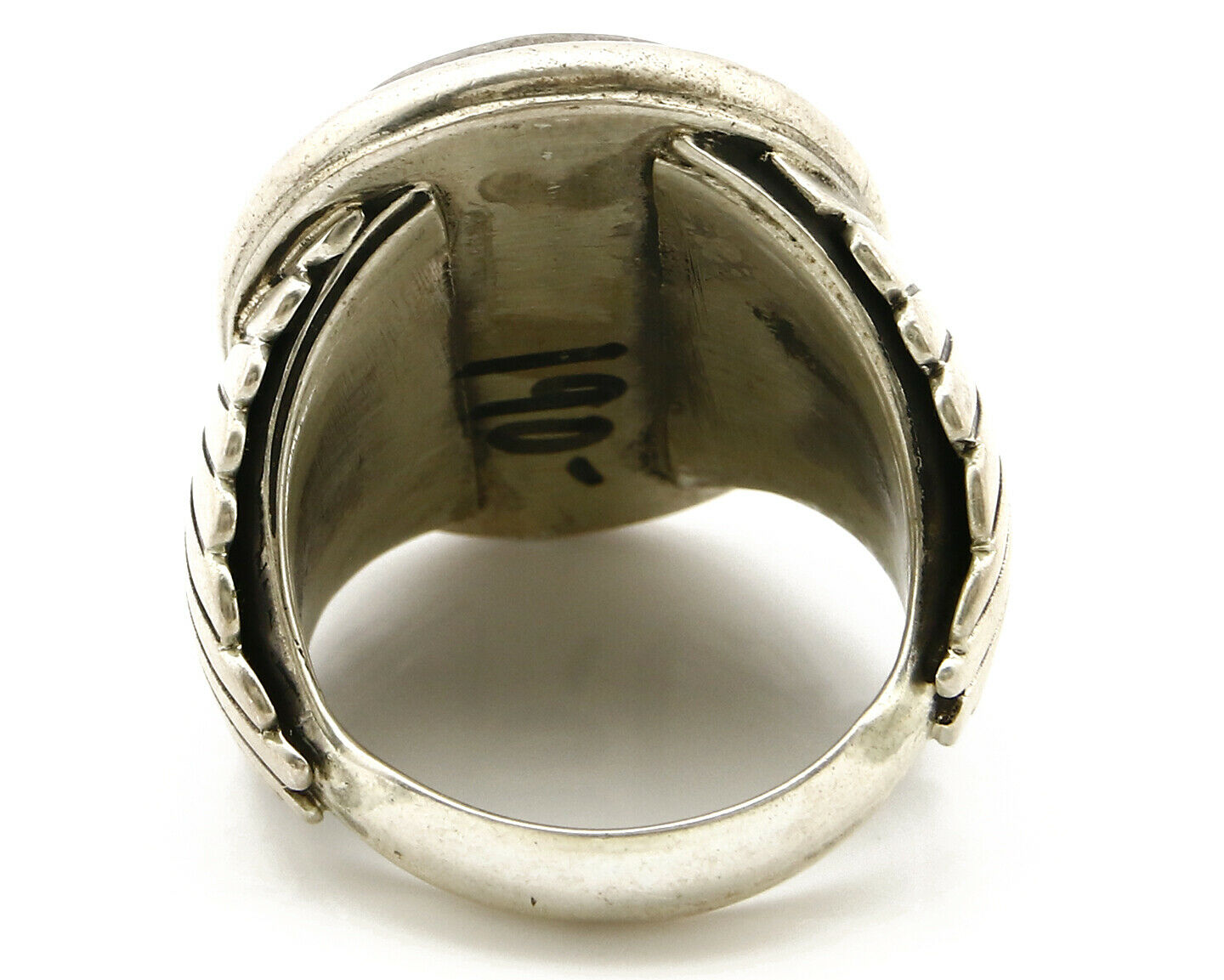 Navajo Ring .925 SOLID Silver Kingman Turquoise Signed Artist Doug Zachary C.80s