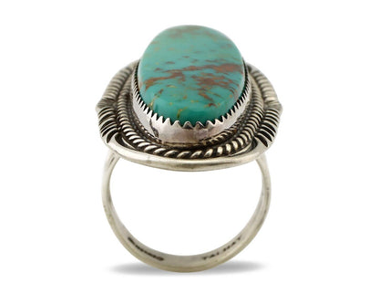 Navajo Ring 925 Silver Natural Mined Turquoise Artist Signed TALHAT C.80's